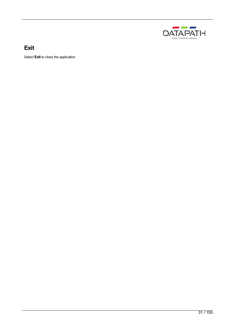 Exit | Datapath Wall Control User Manual | Page 31 / 155