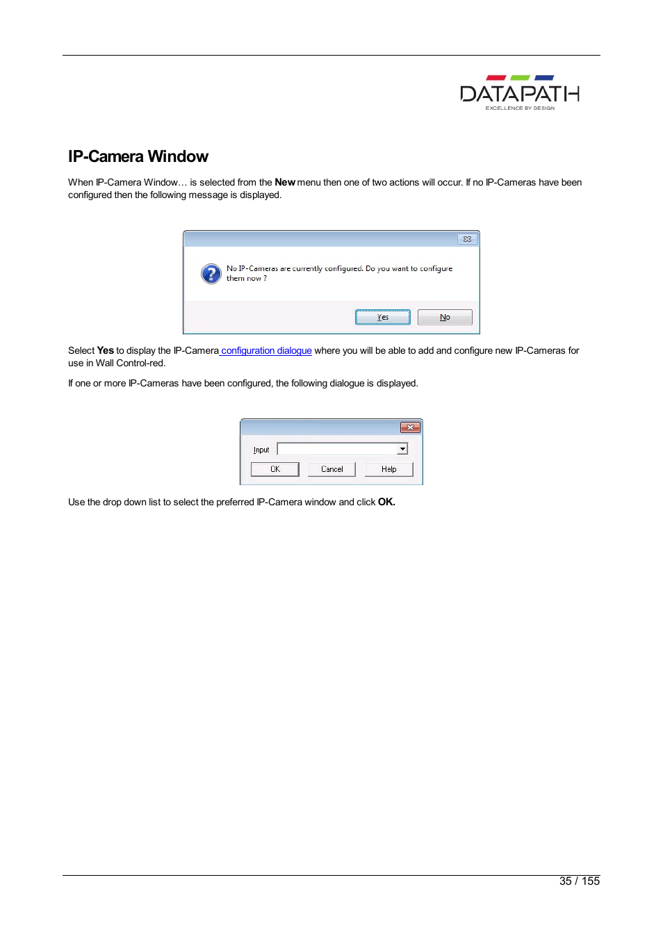 Ip-camera, Ip-camera window | Datapath Wall Control User Manual | Page 35 / 155