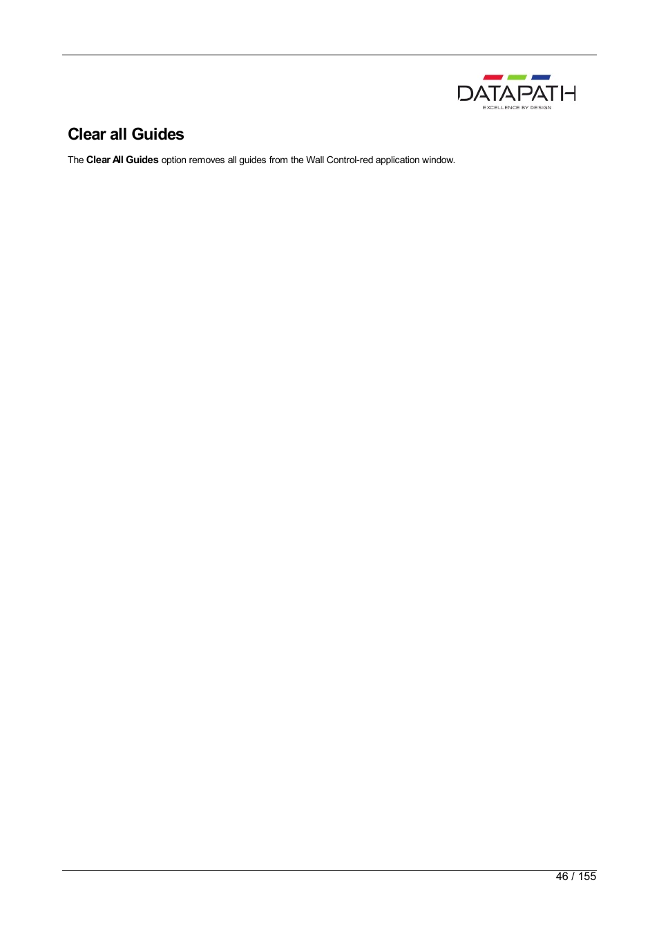 Clear all guides | Datapath Wall Control User Manual | Page 46 / 155