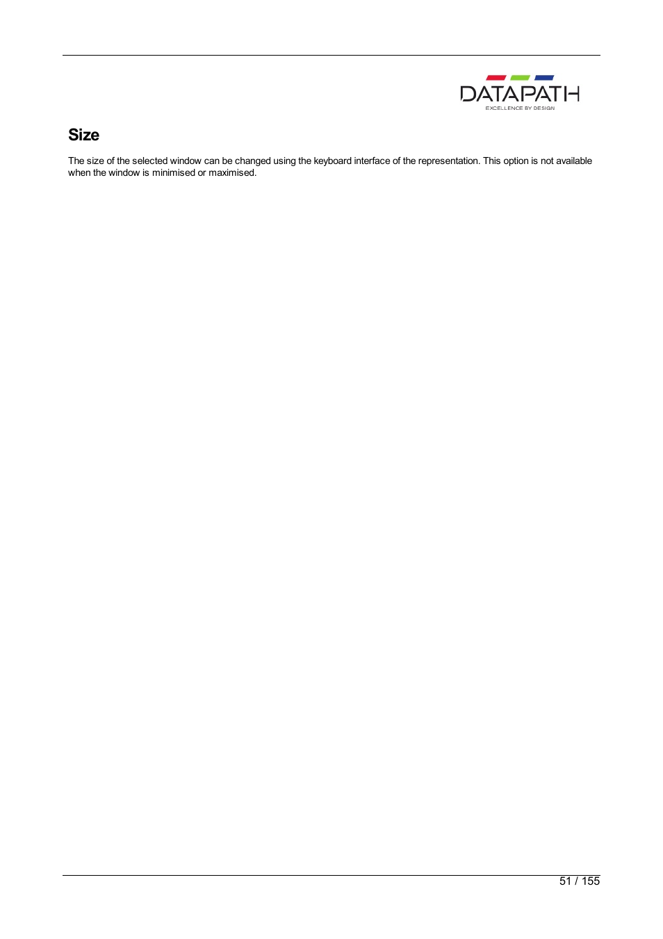 Size | Datapath Wall Control User Manual | Page 51 / 155