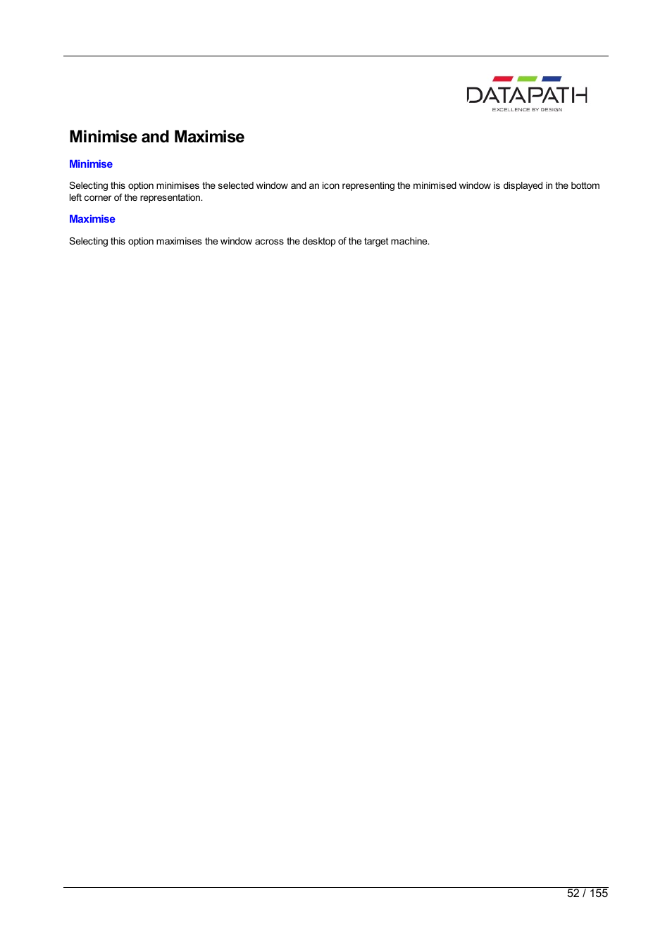 Minimise and maximise | Datapath Wall Control User Manual | Page 52 / 155