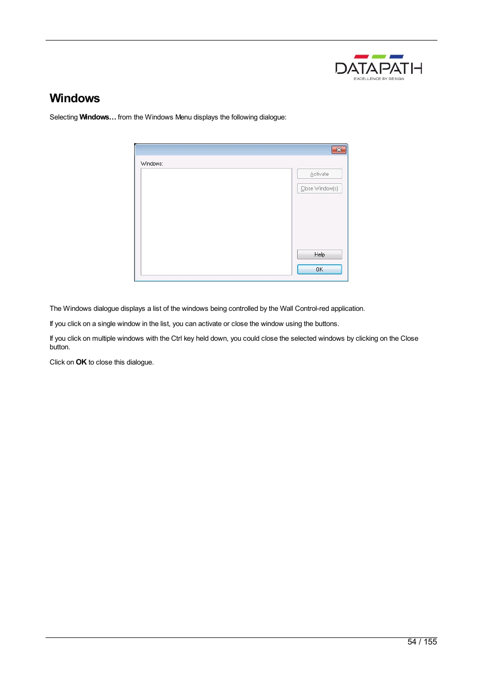 Windows | Datapath Wall Control User Manual | Page 54 / 155