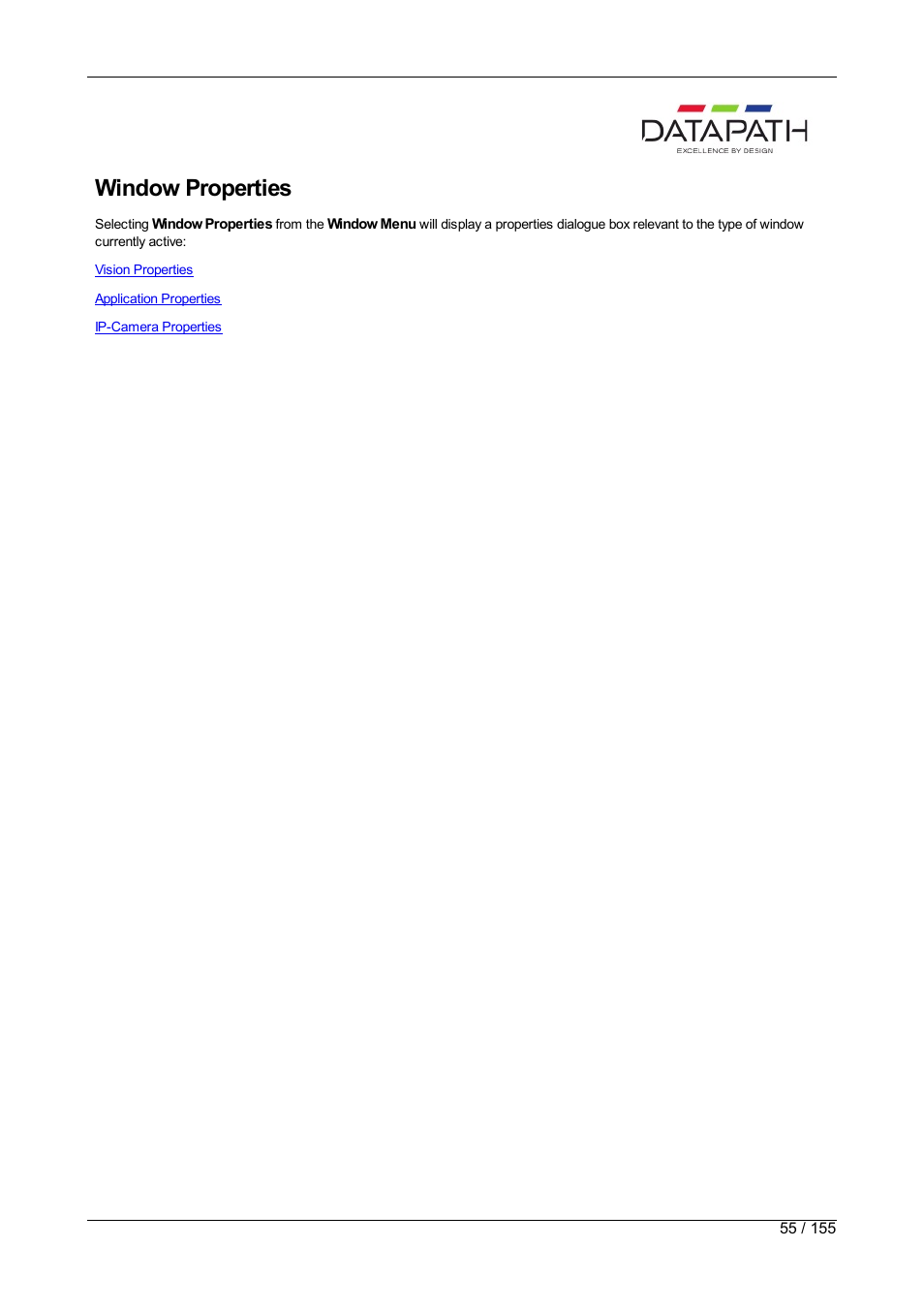 Window properties | Datapath Wall Control User Manual | Page 55 / 155