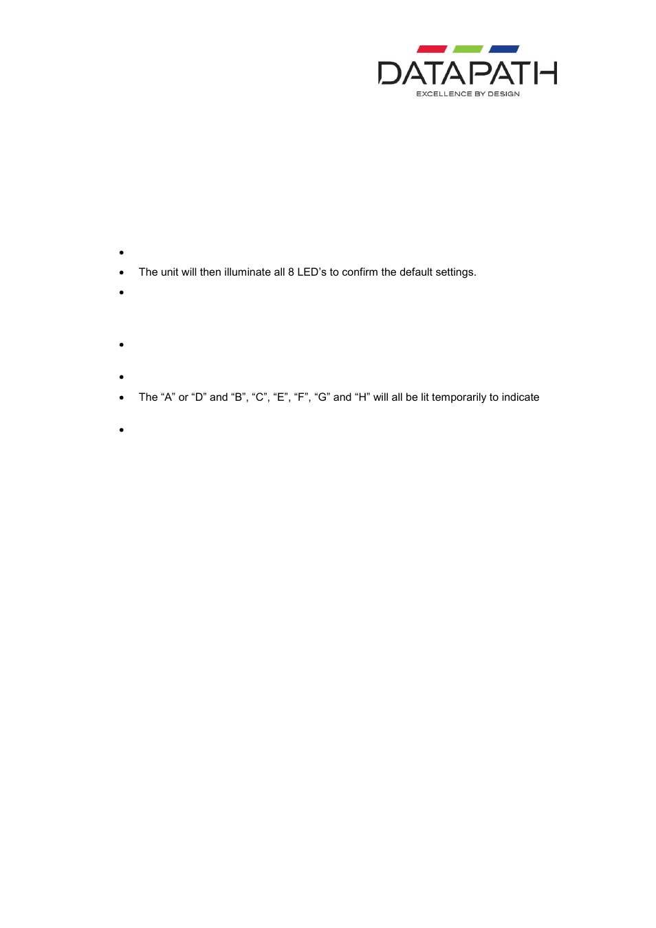 Resetting the vqs-01, Factory default settings | Datapath VQS-01 User Manual | Page 19 / 28