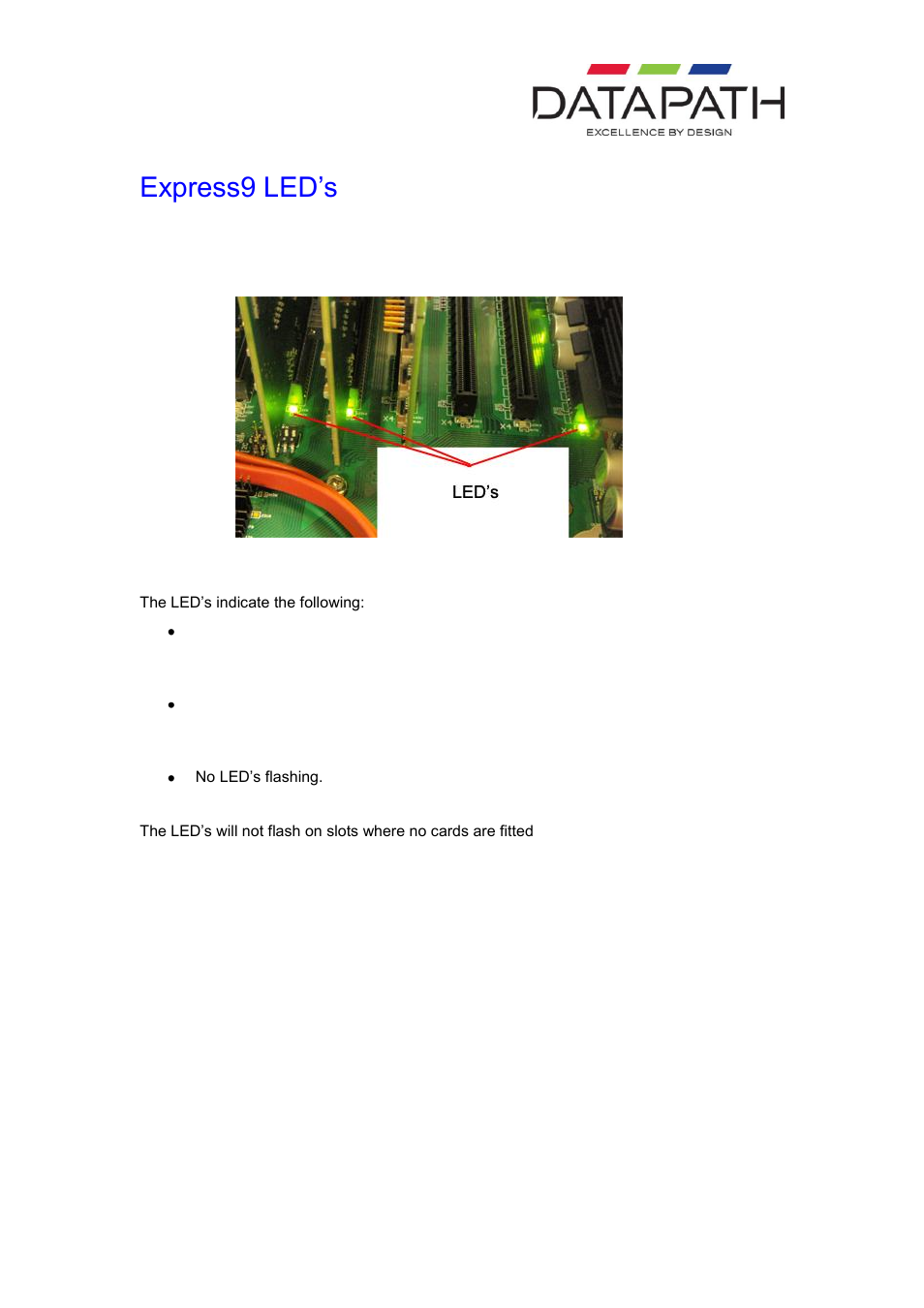 Express9 led’s | Datapath Express9 User Manual | Page 12 / 15