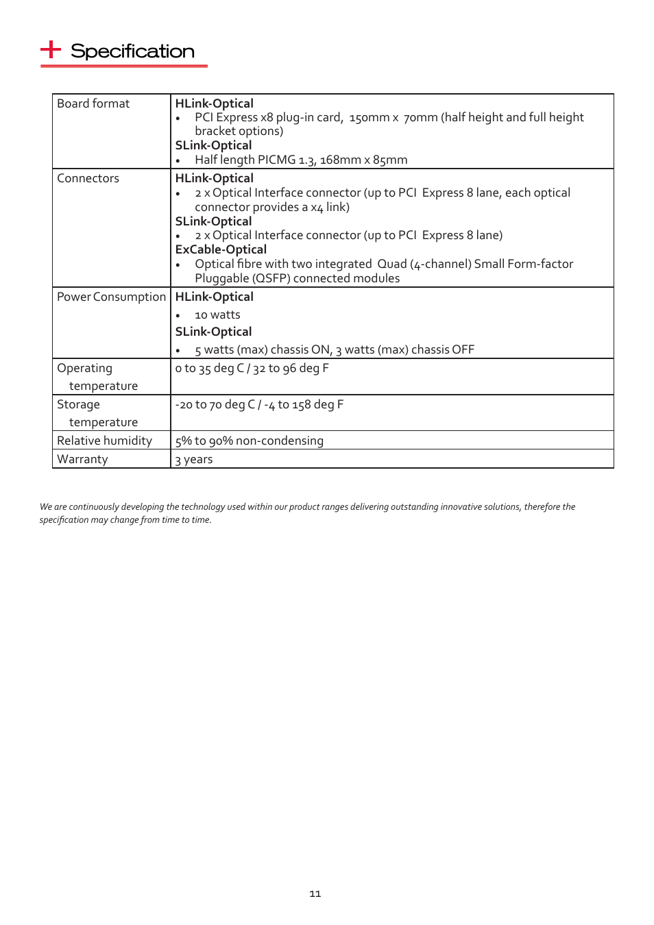 Specification | Datapath Optical Expansion Link User Manual | Page 11 / 13