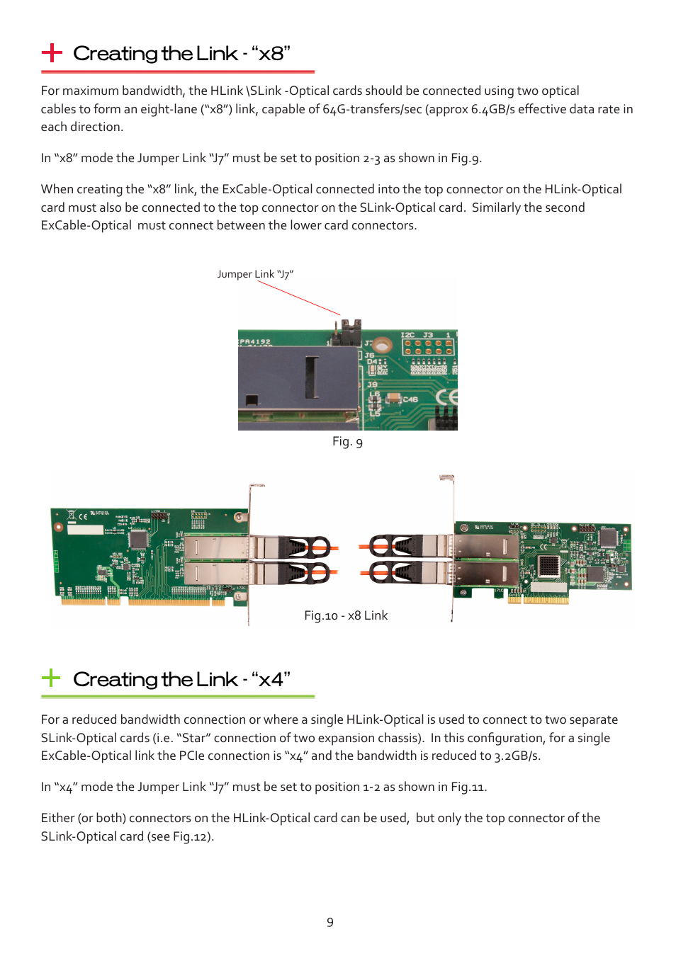 Creating the link - “x4, Creating the link - “x8 | Datapath Optical Expansion Link User Manual | Page 9 / 13