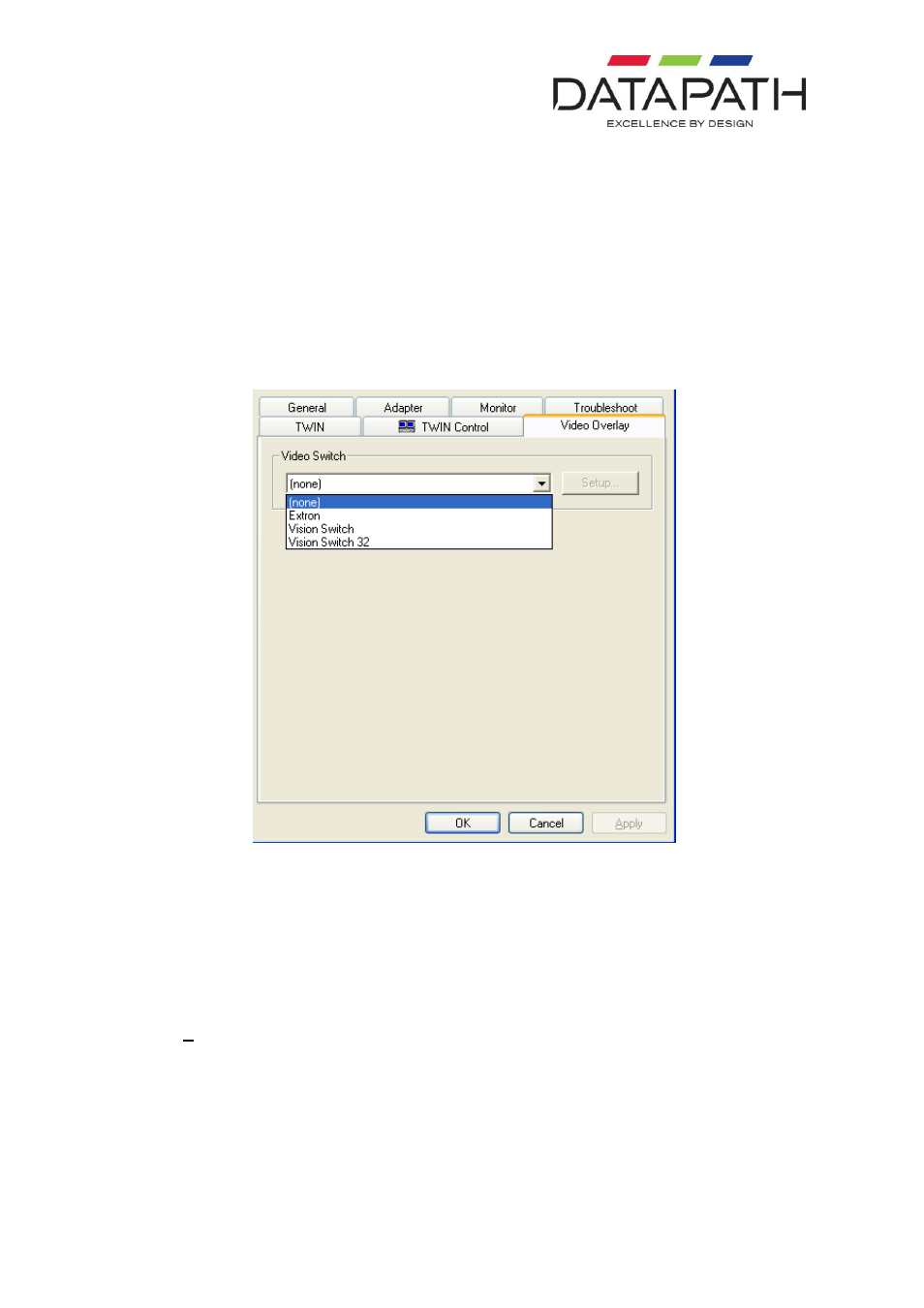 Selecting the visionswitch | Datapath VisionSwitch User Manual | Page 14 / 18