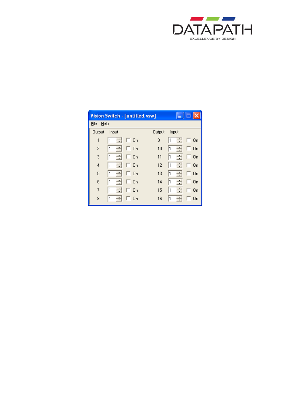 Using the visionswitch application, File menu | Datapath VisionSwitch User Manual | Page 8 / 18