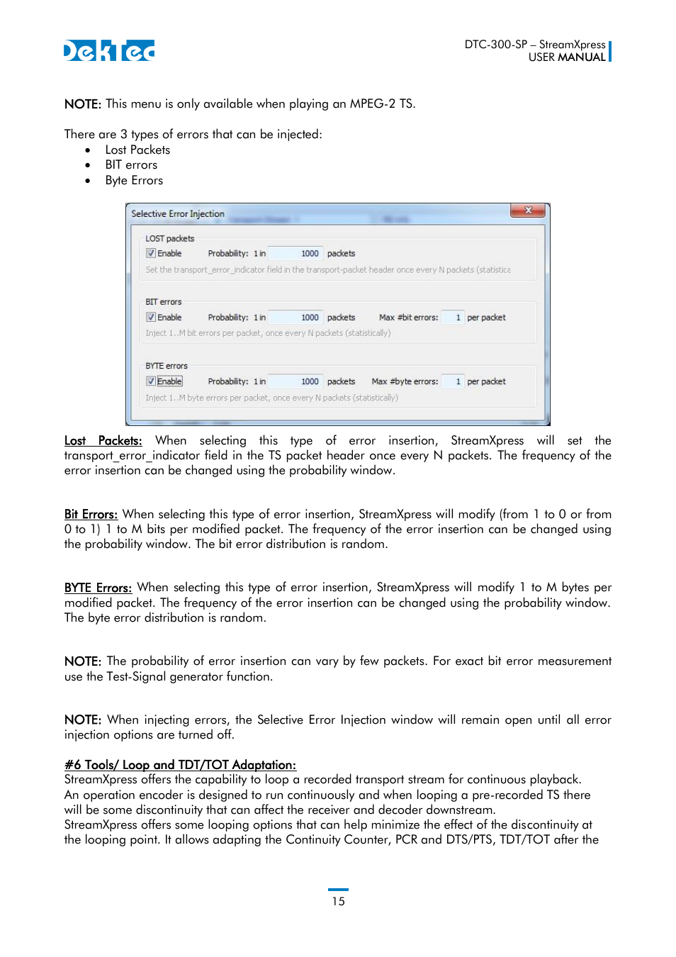 DekTec DTC-300 StreamXpress User Manual | Page 15 / 73