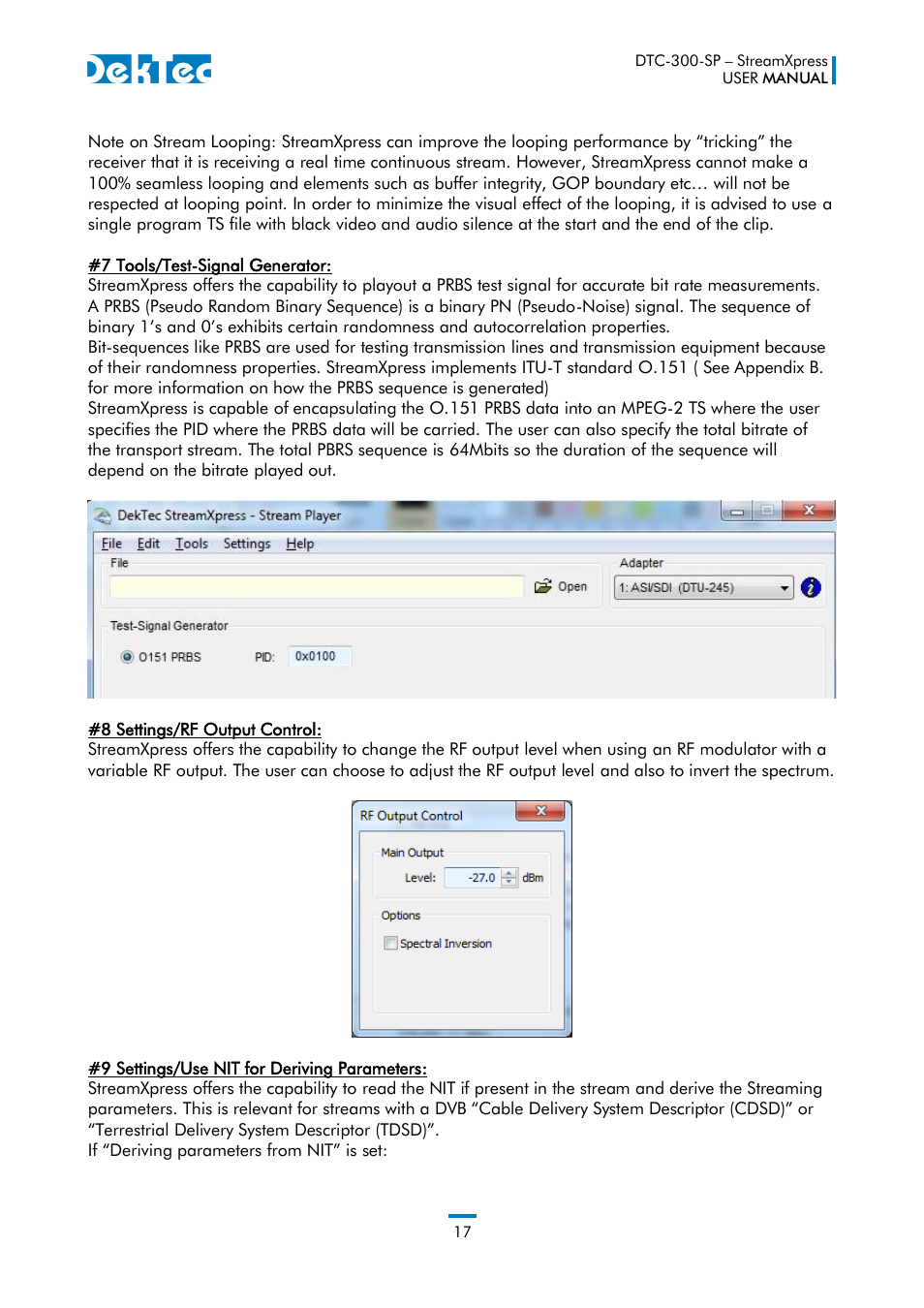 DekTec DTC-300 StreamXpress User Manual | Page 17 / 73