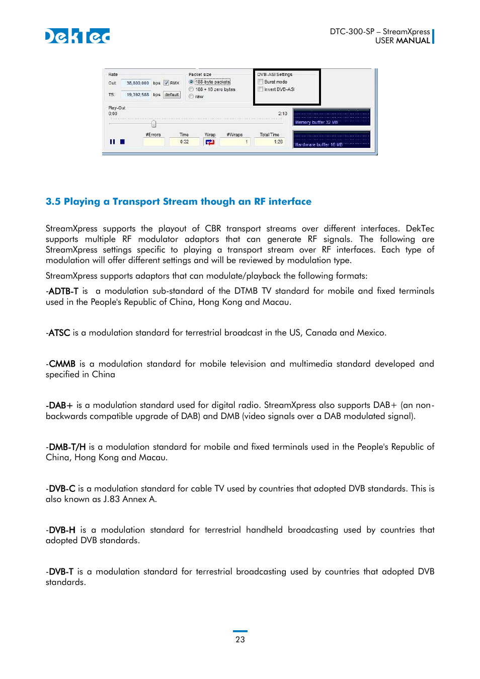 DekTec DTC-300 StreamXpress User Manual | Page 23 / 73