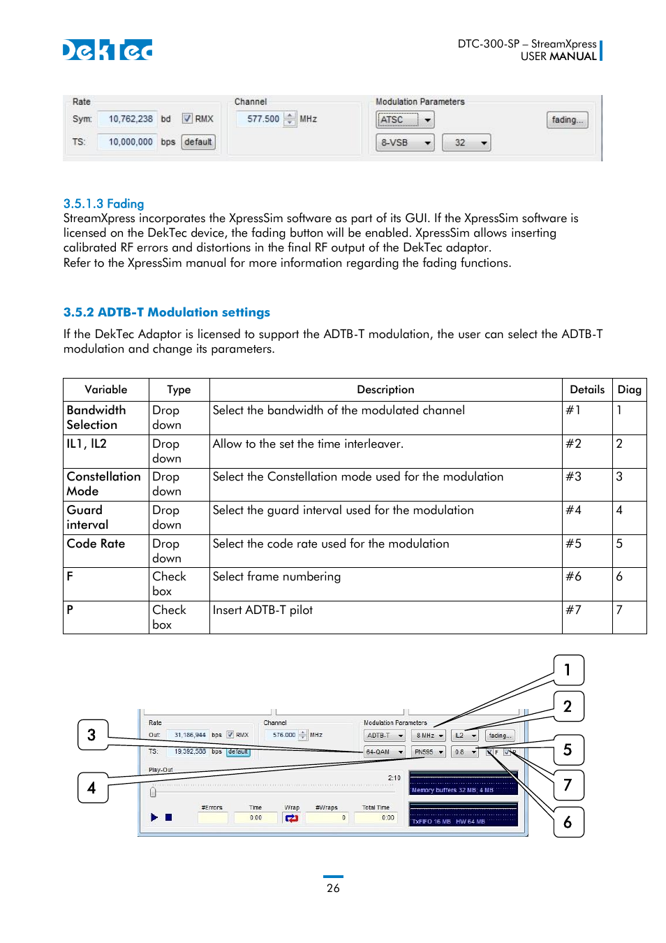 2 adtb-t modulation settings | DekTec DTC-300 StreamXpress User Manual | Page 26 / 73