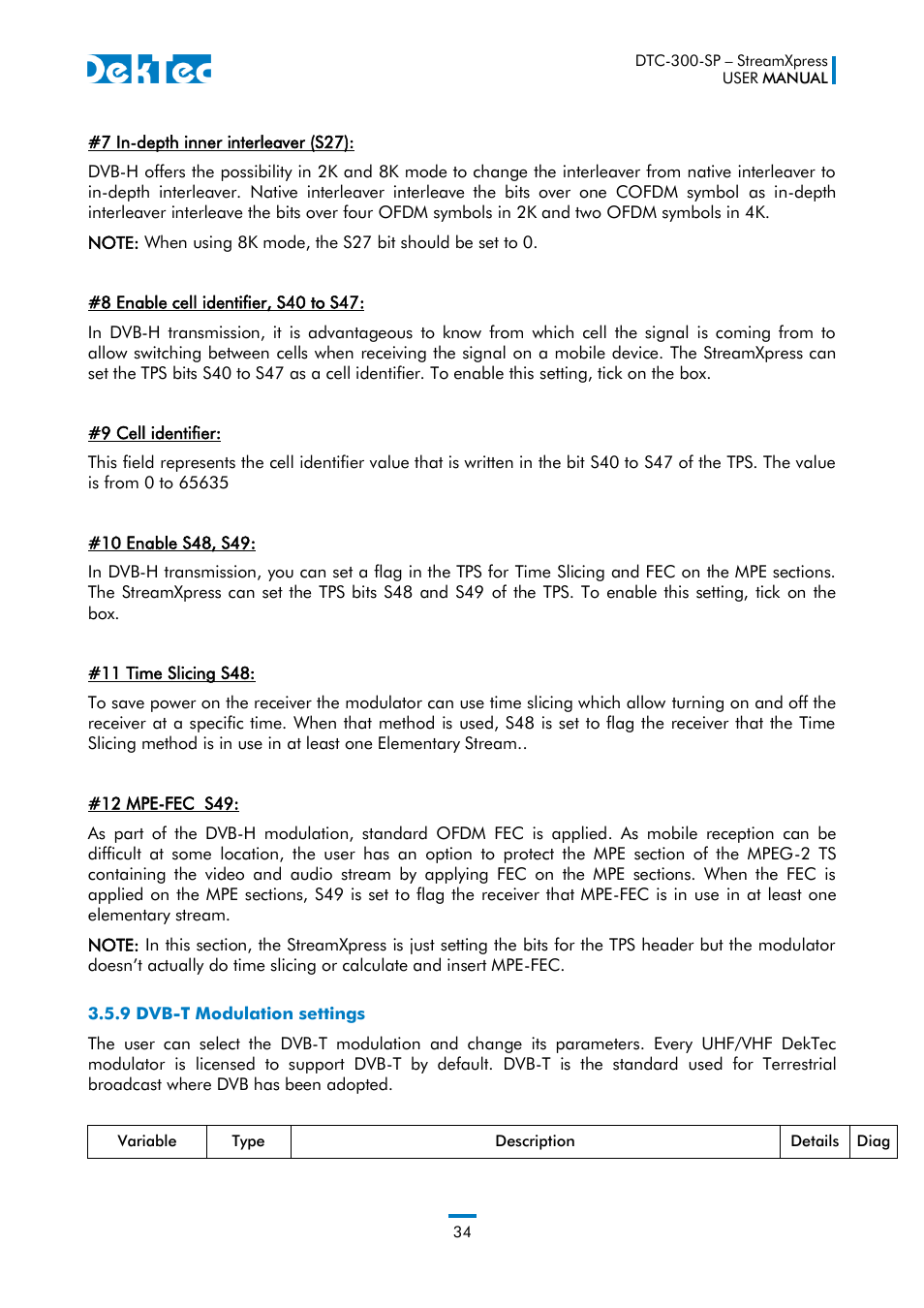 9 dvb-t modulation settings | DekTec DTC-300 StreamXpress User Manual | Page 34 / 73