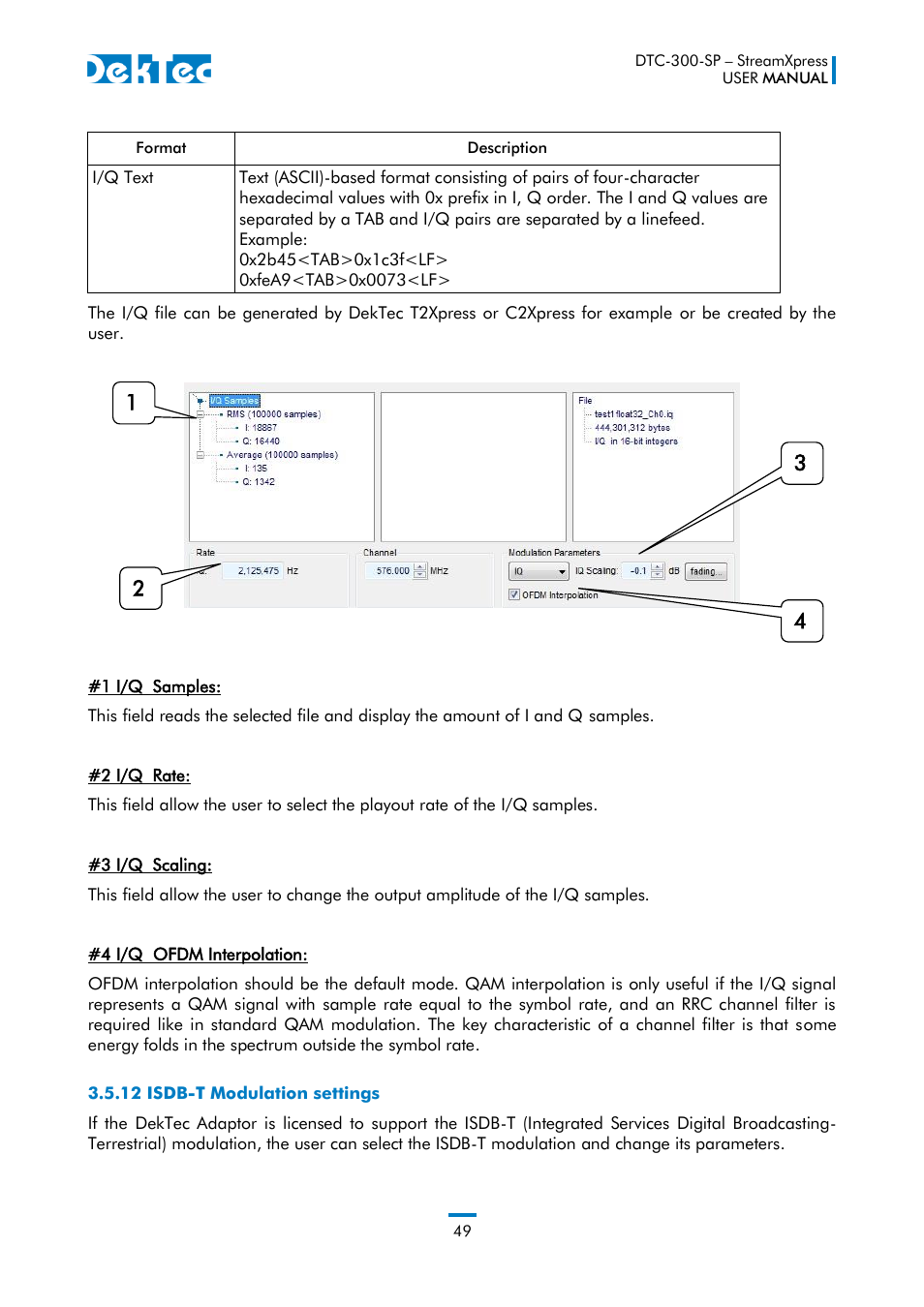 12 isdb-t modulation settings | DekTec DTC-300 StreamXpress User Manual | Page 49 / 73