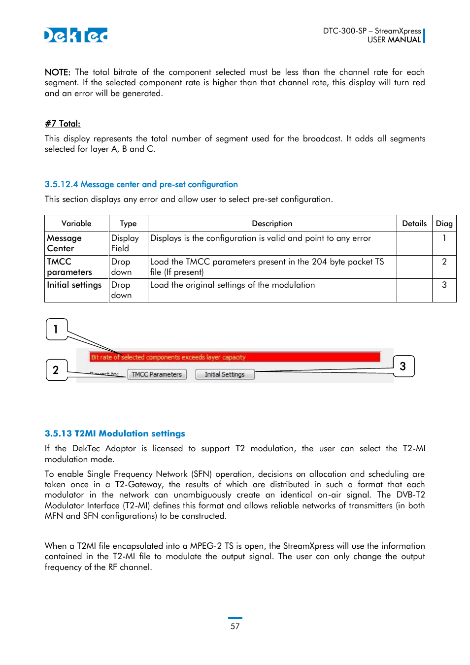 13 t2mi modulation settings | DekTec DTC-300 StreamXpress User Manual | Page 57 / 73