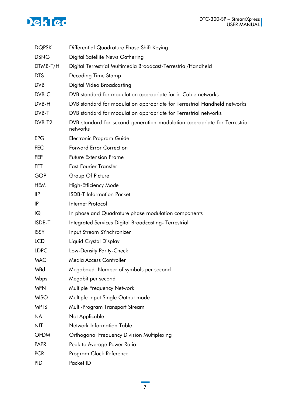 DekTec DTC-300 StreamXpress User Manual | Page 7 / 73