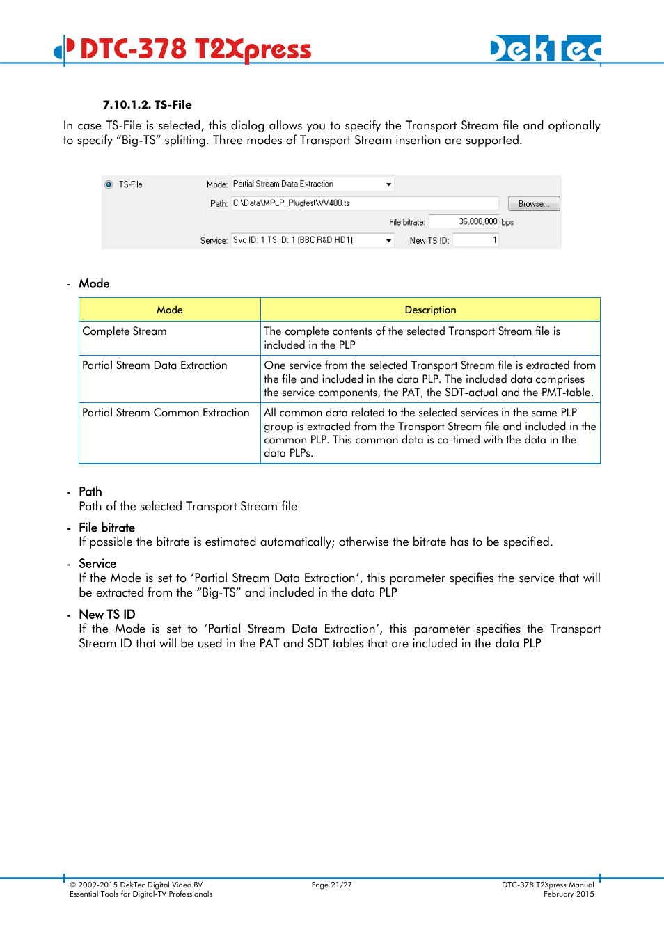 Dtc-378 t2xpress | DekTec DTC-378 T2Xpress User Manual | Page 21 / 27