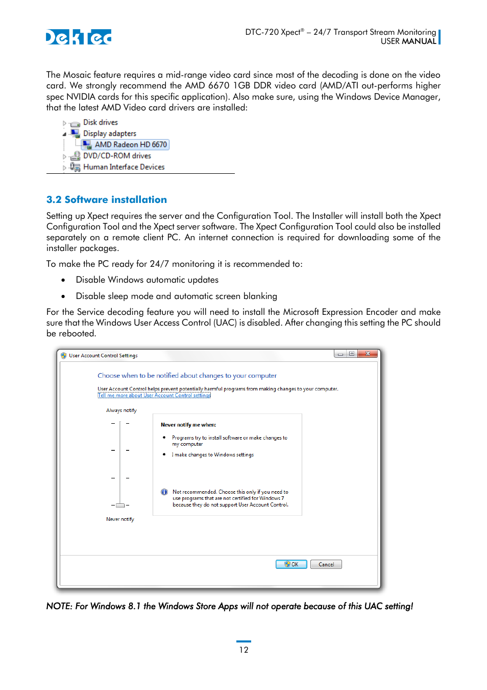 2 software installation | DekTec DTC-720 Xpect User Manual | Page 12 / 32