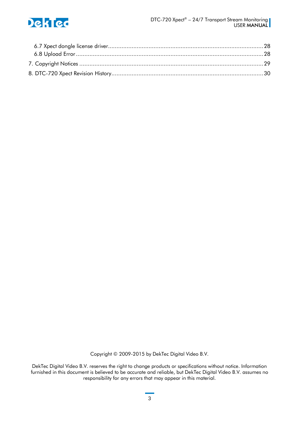 DekTec DTC-720 Xpect User Manual | Page 3 / 32