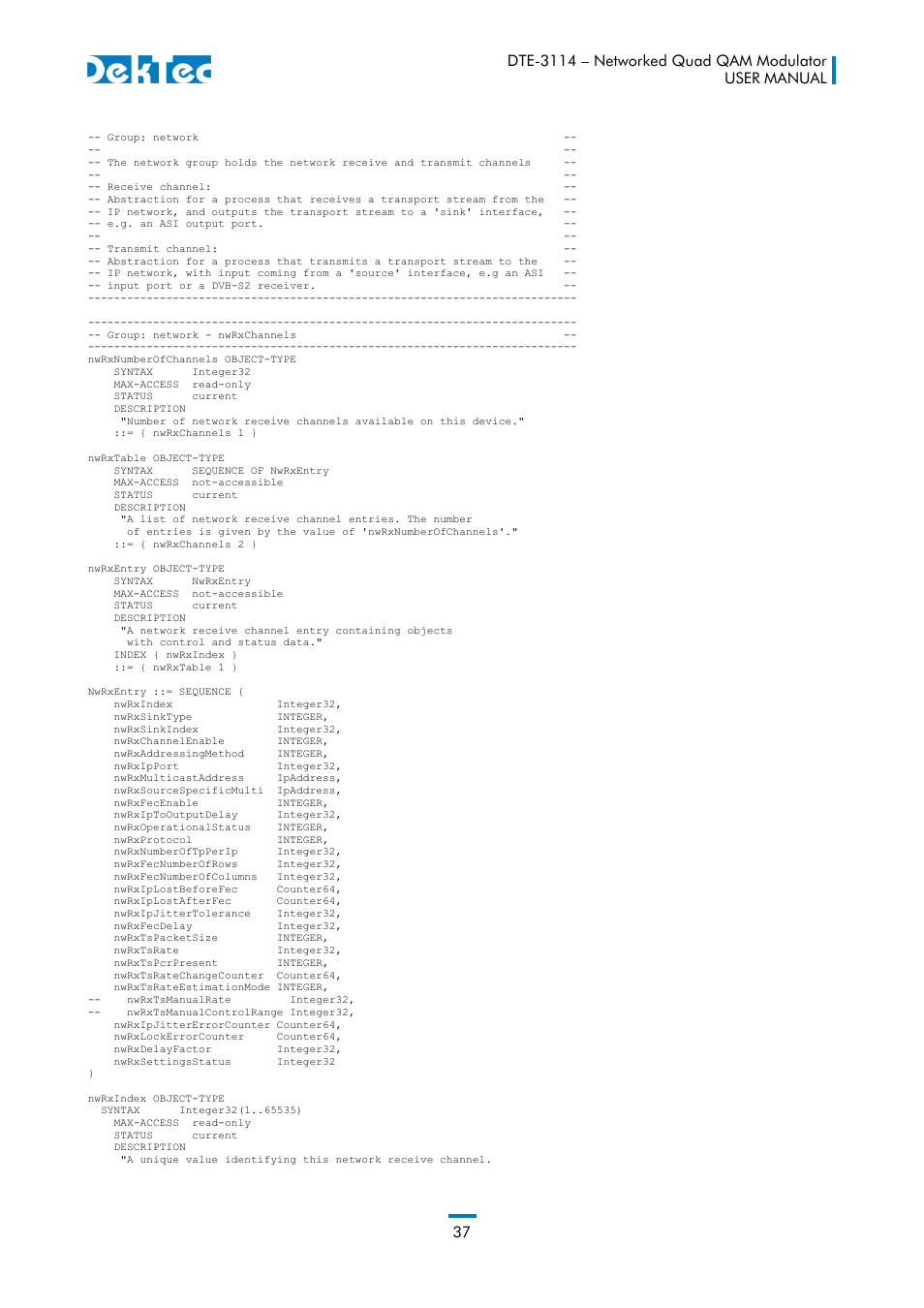 DekTec DTE-3114 IP to 4x QAM User Manual | Page 37 / 50