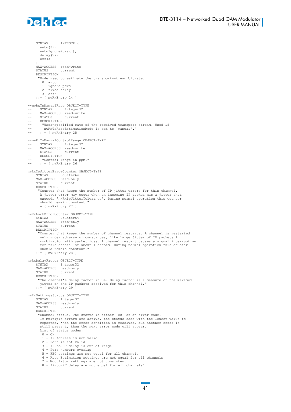 DekTec DTE-3114 IP to 4x QAM User Manual | Page 41 / 50