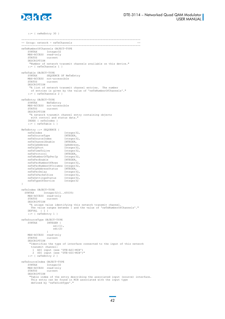 DekTec DTE-3114 IP to 4x QAM User Manual | Page 42 / 50