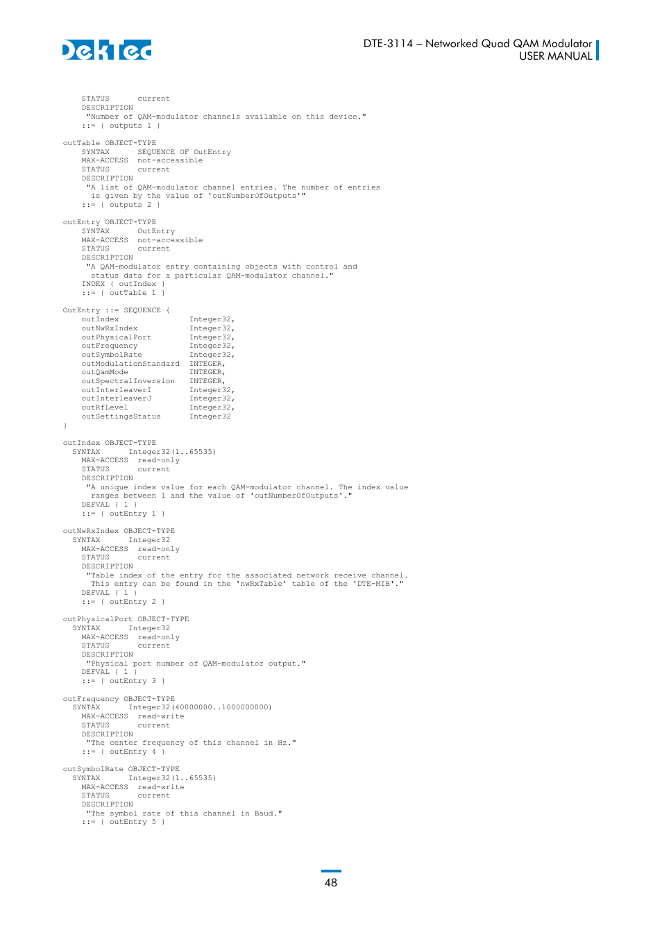 DekTec DTE-3114 IP to 4x QAM User Manual | Page 48 / 50