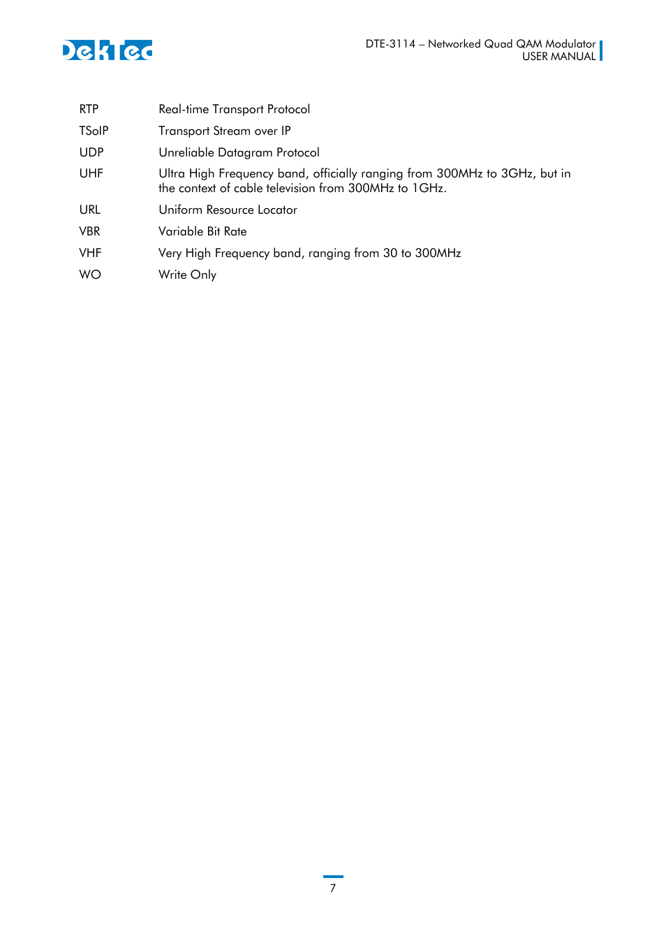 DekTec DTE-3114 IP to 4x QAM User Manual | Page 7 / 50