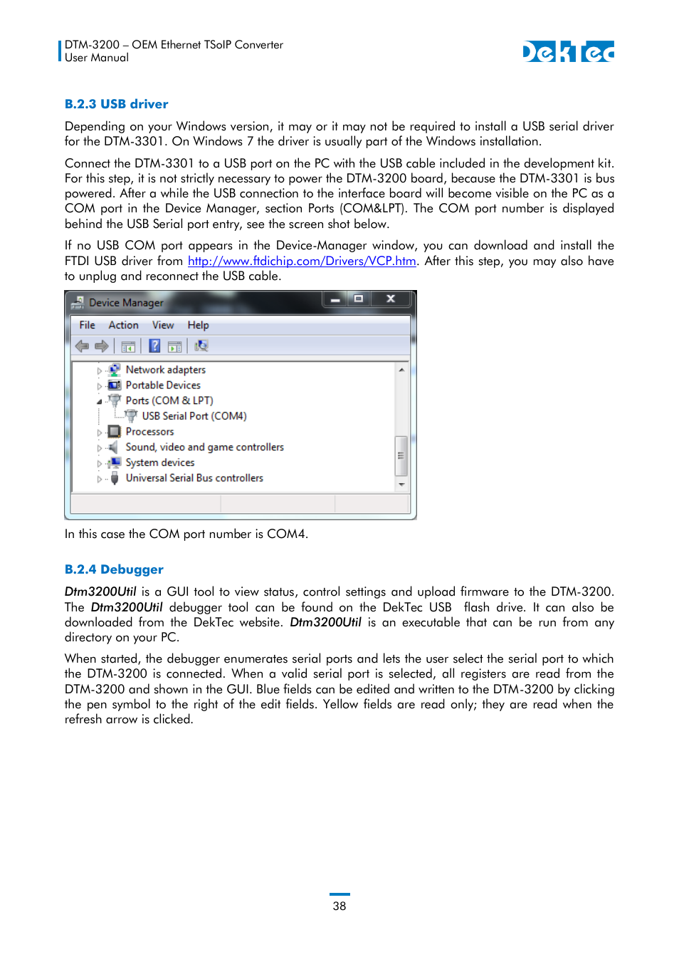 DekTec DTM-3200 IP-ASI Converter User Manual | Page 38 / 43