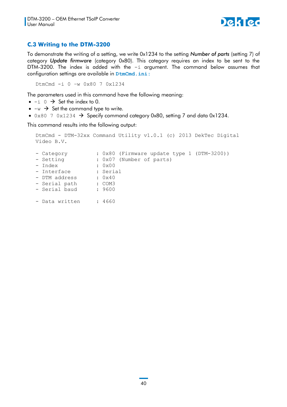 DekTec DTM-3200 IP-ASI Converter User Manual | Page 40 / 43