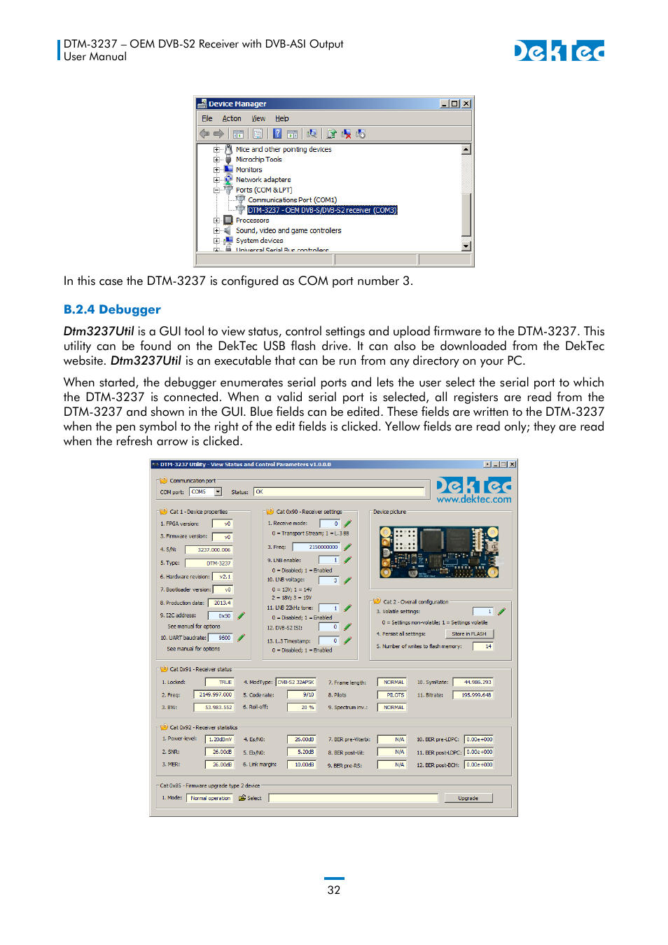 DekTec DTM-3237 DVB-S2 Receiver User Manual | Page 32 / 37