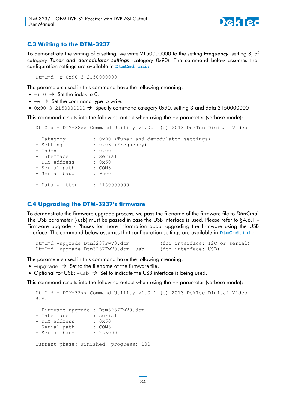 DekTec DTM-3237 DVB-S2 Receiver User Manual | Page 34 / 37