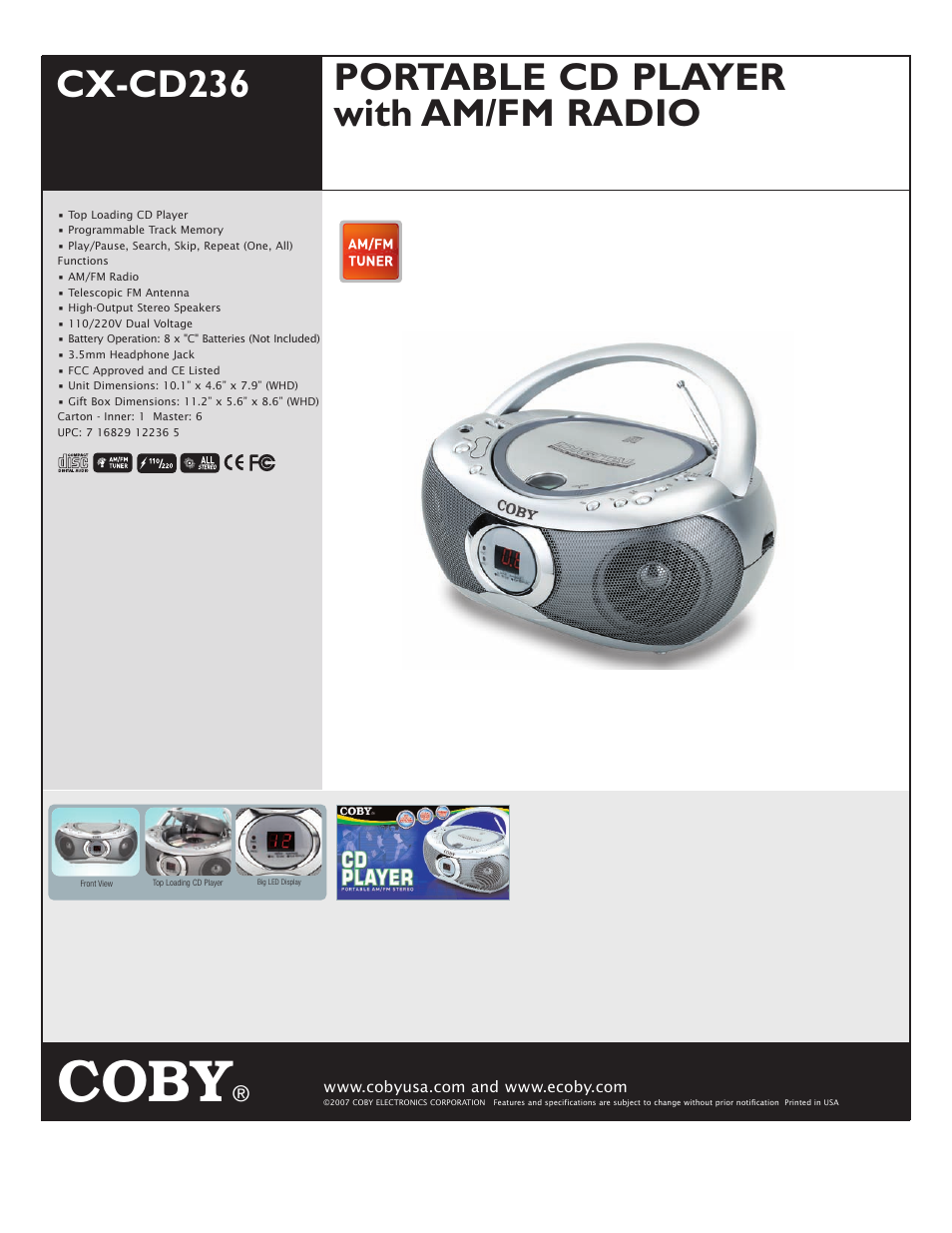 COBY CX-CD236 User Manual | 1 page