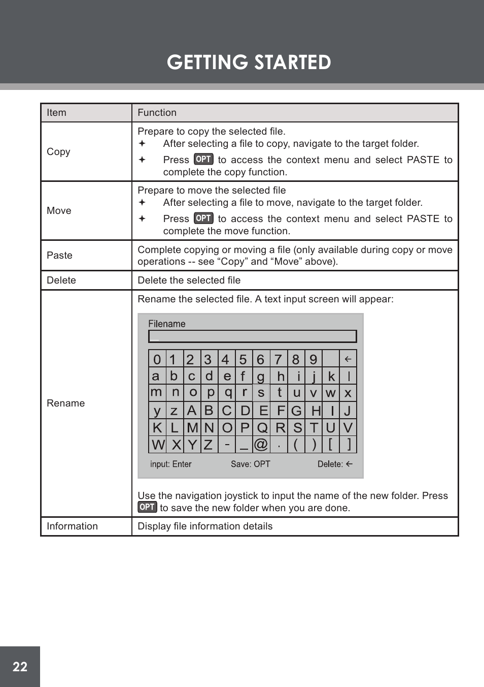 Getting started | COBY electronic PMP4320 User Manual | Page 22 / 45