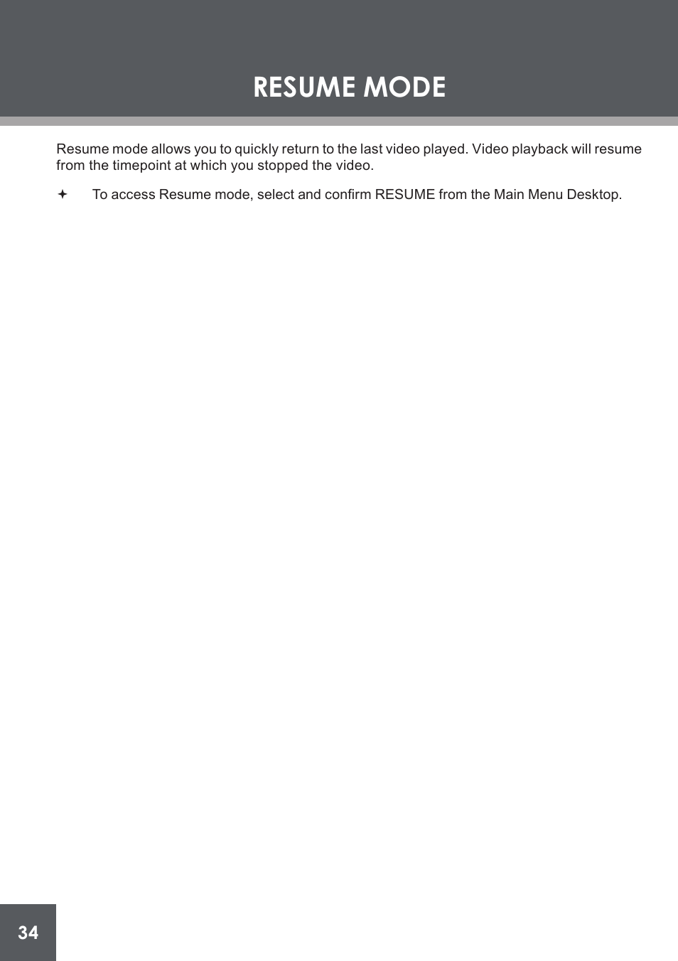 Resume mode | COBY electronic PMP4320 User Manual | Page 34 / 45
