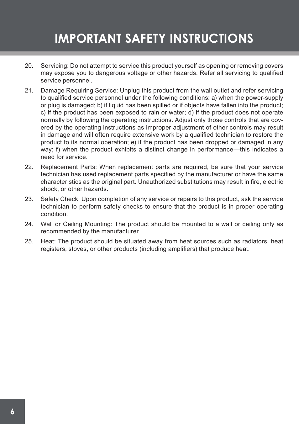 Important safety instructions | COBY electronic PMP4320 User Manual | Page 6 / 45