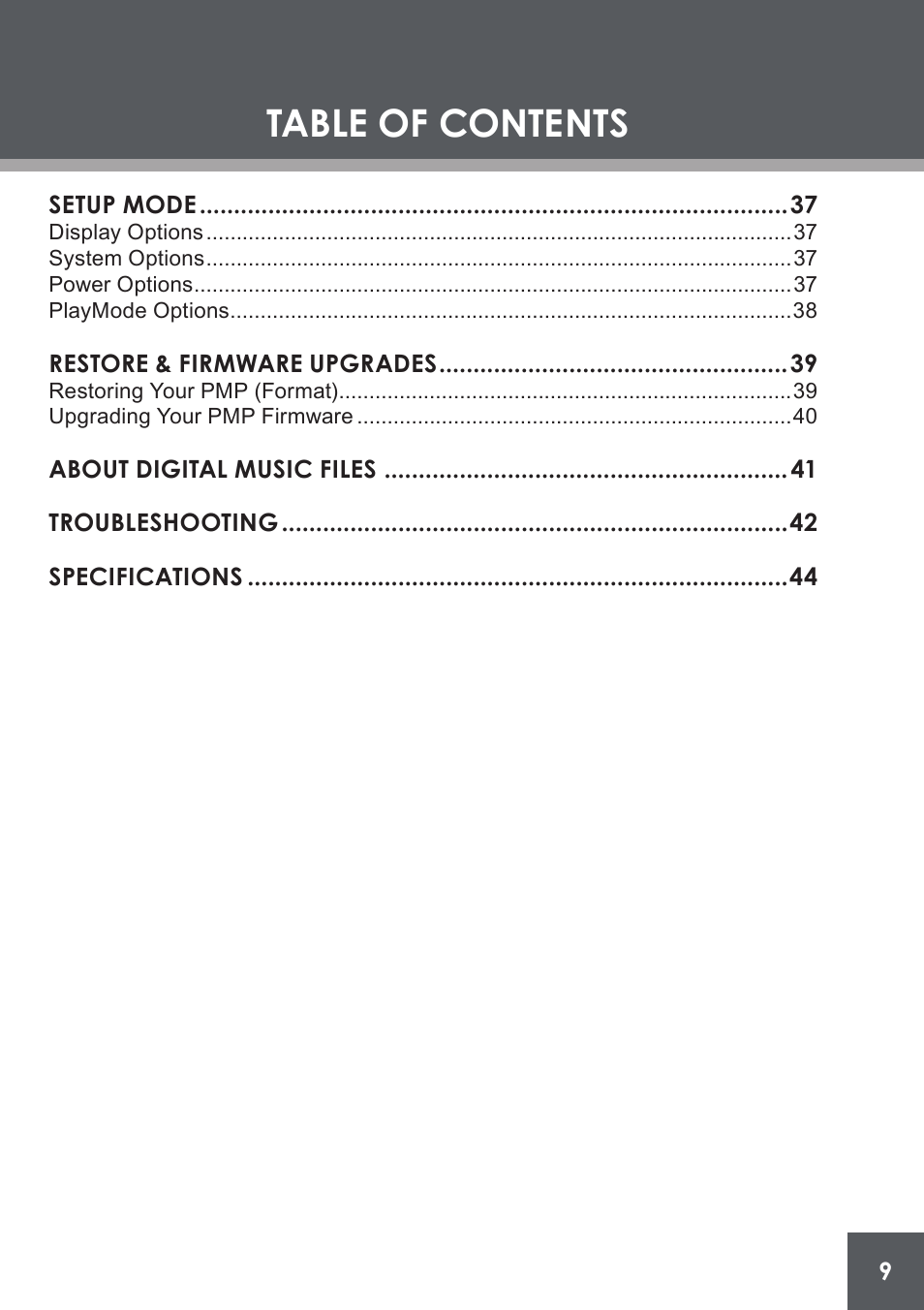 COBY electronic PMP4320 User Manual | Page 9 / 45