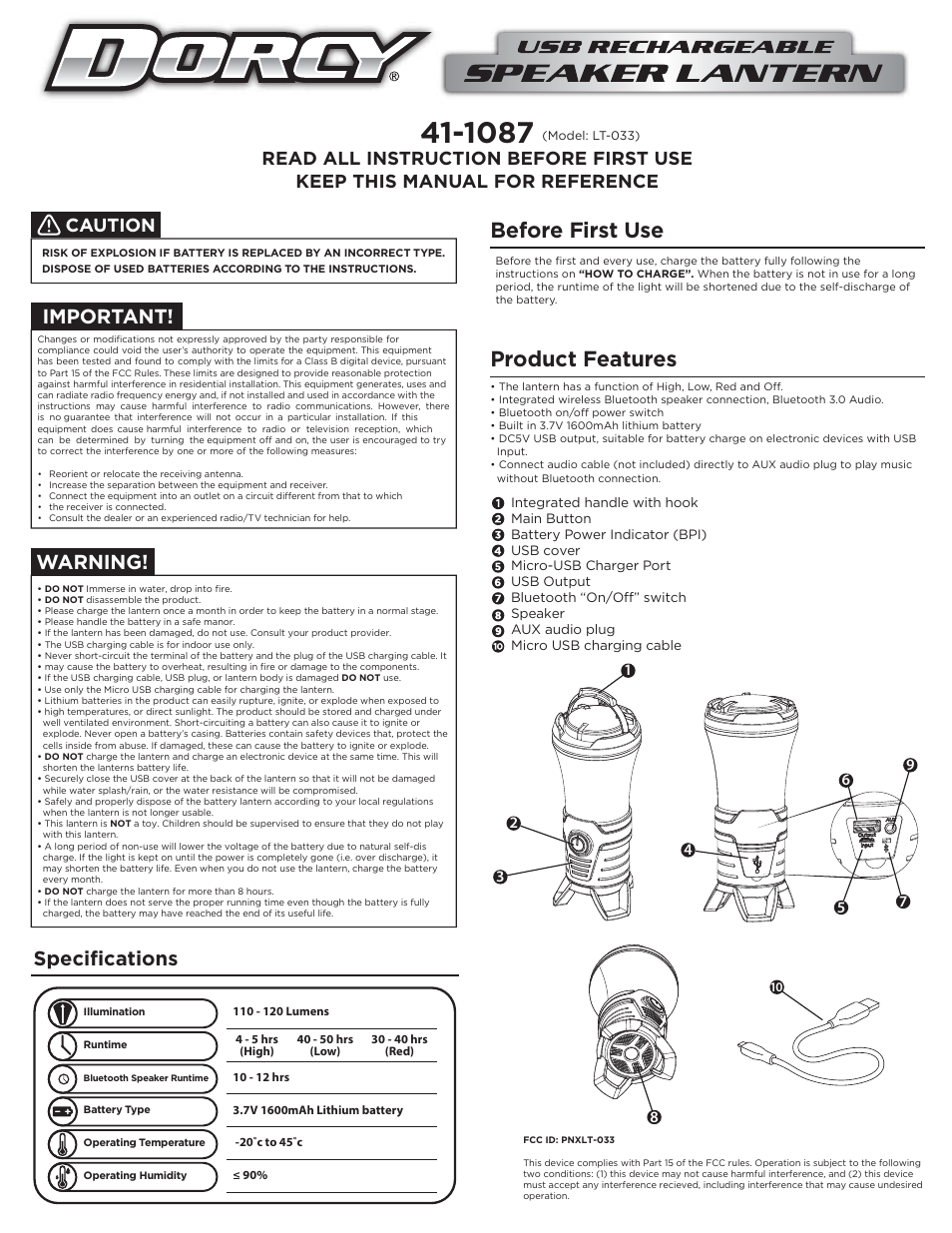 Dorcy 41-1087 User Manual | 2 pages