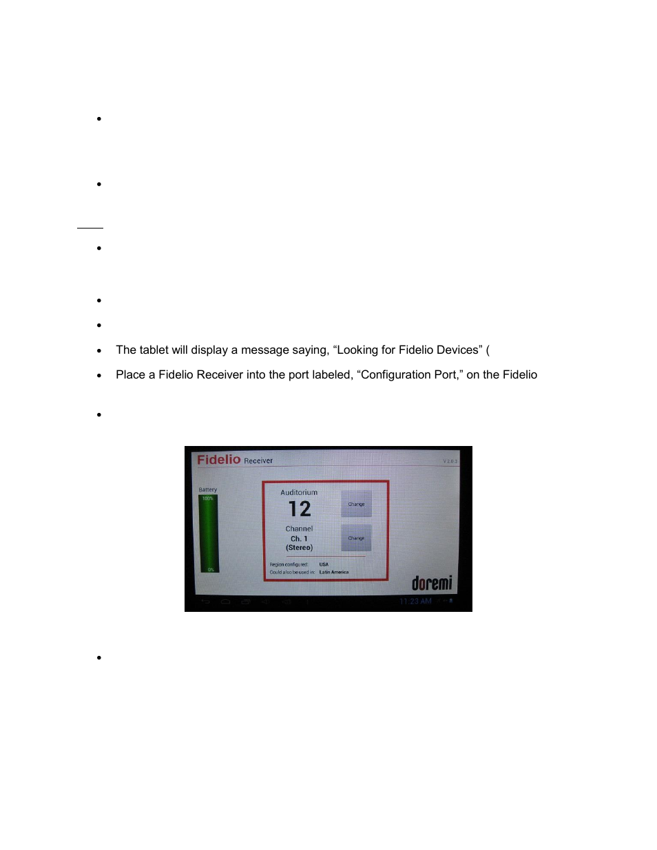 Assigning the fidelio receiver to an auditorium, 4 assigning the fidelio receiver to an auditorium | Doremi AccessLink User Manual | Page 34 / 62