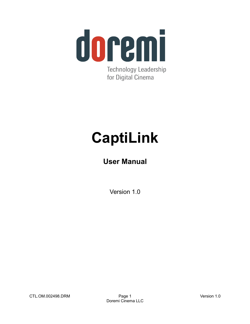 Doremi CaptiView User Manual | 14 pages