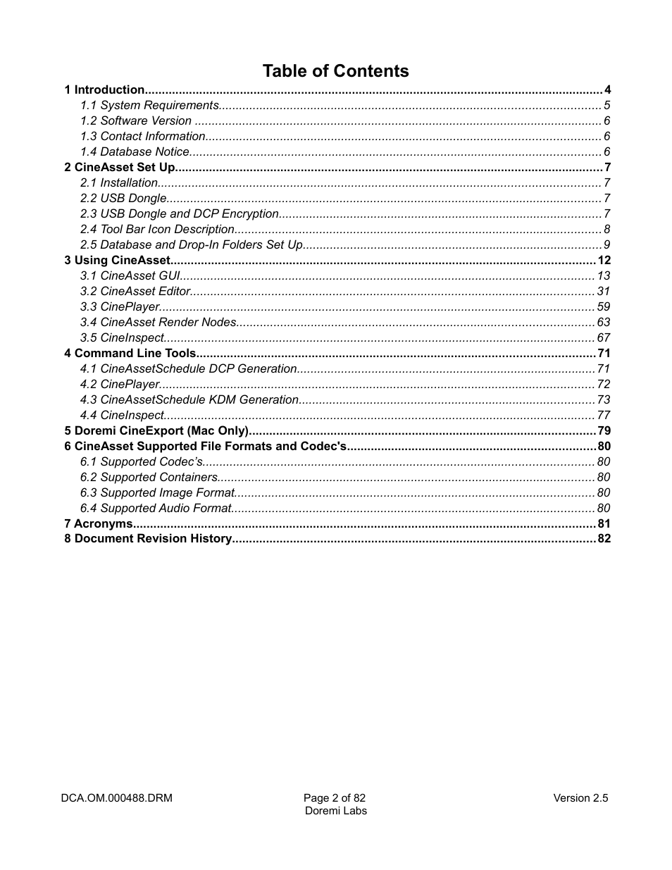 Doremi CineAsset User Manual | Page 2 / 82