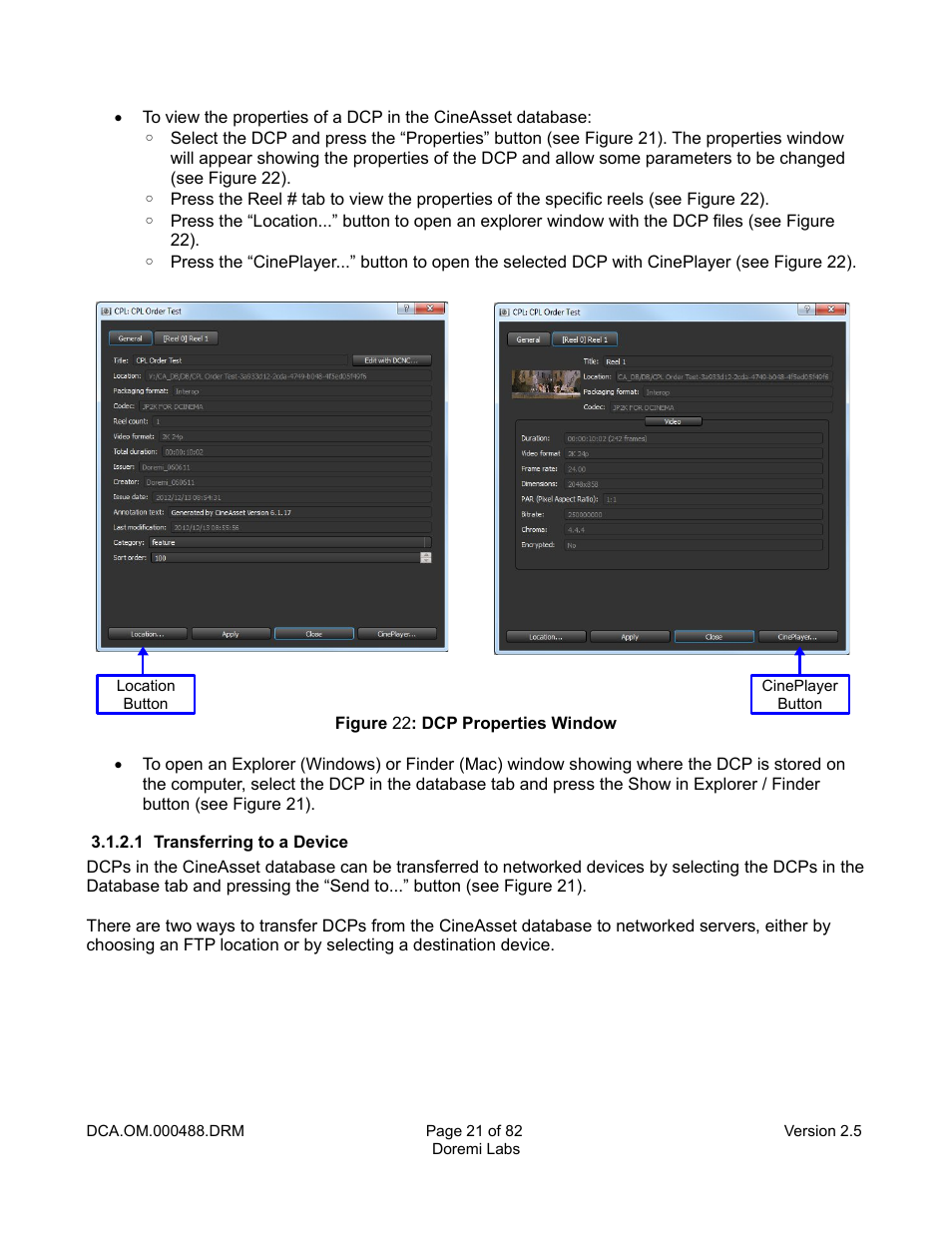 1 transferring to a device | Doremi CineAsset User Manual | Page 21 / 82