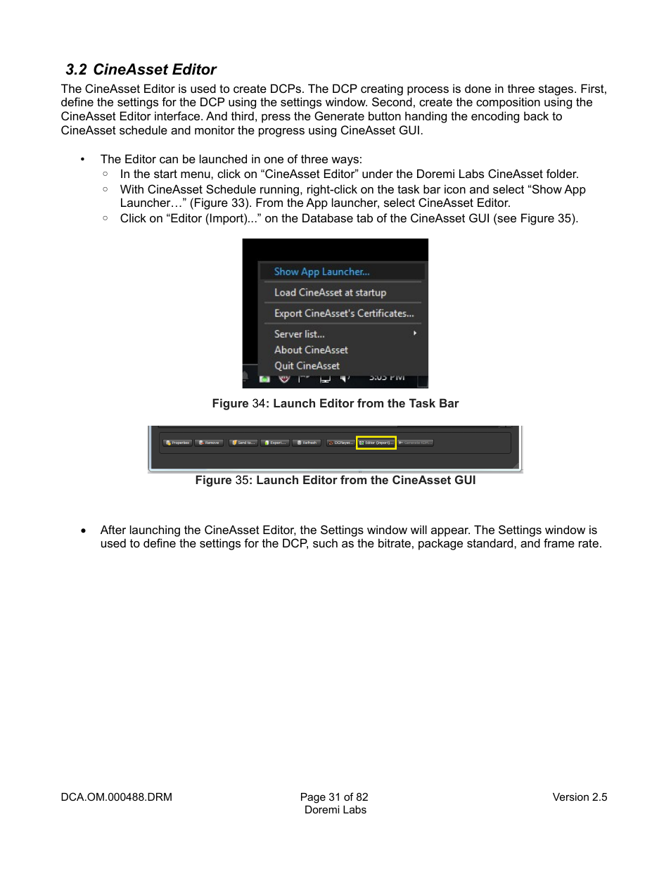 2 cineasset editor | Doremi CineAsset User Manual | Page 31 / 82