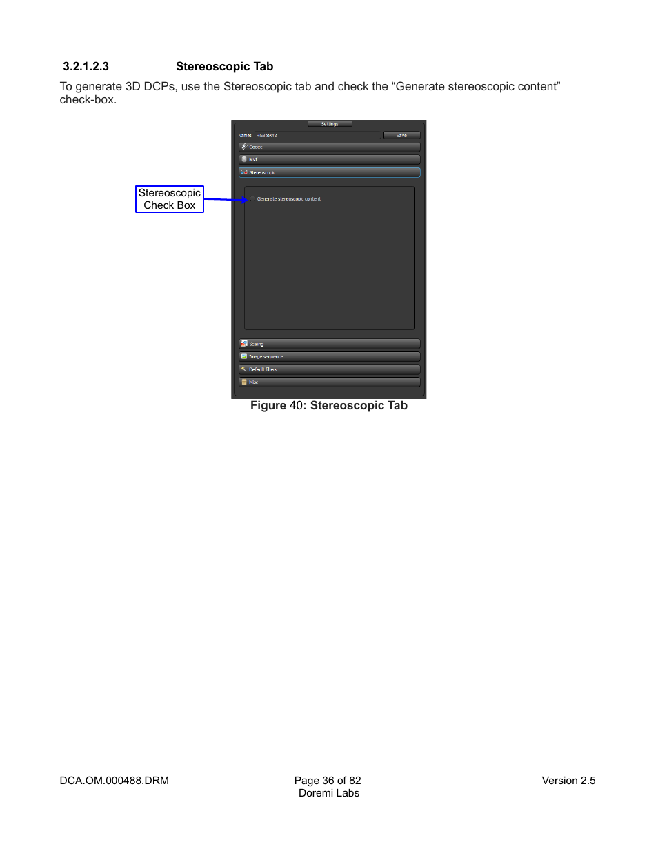 3 stereoscopic tab | Doremi CineAsset User Manual | Page 36 / 82