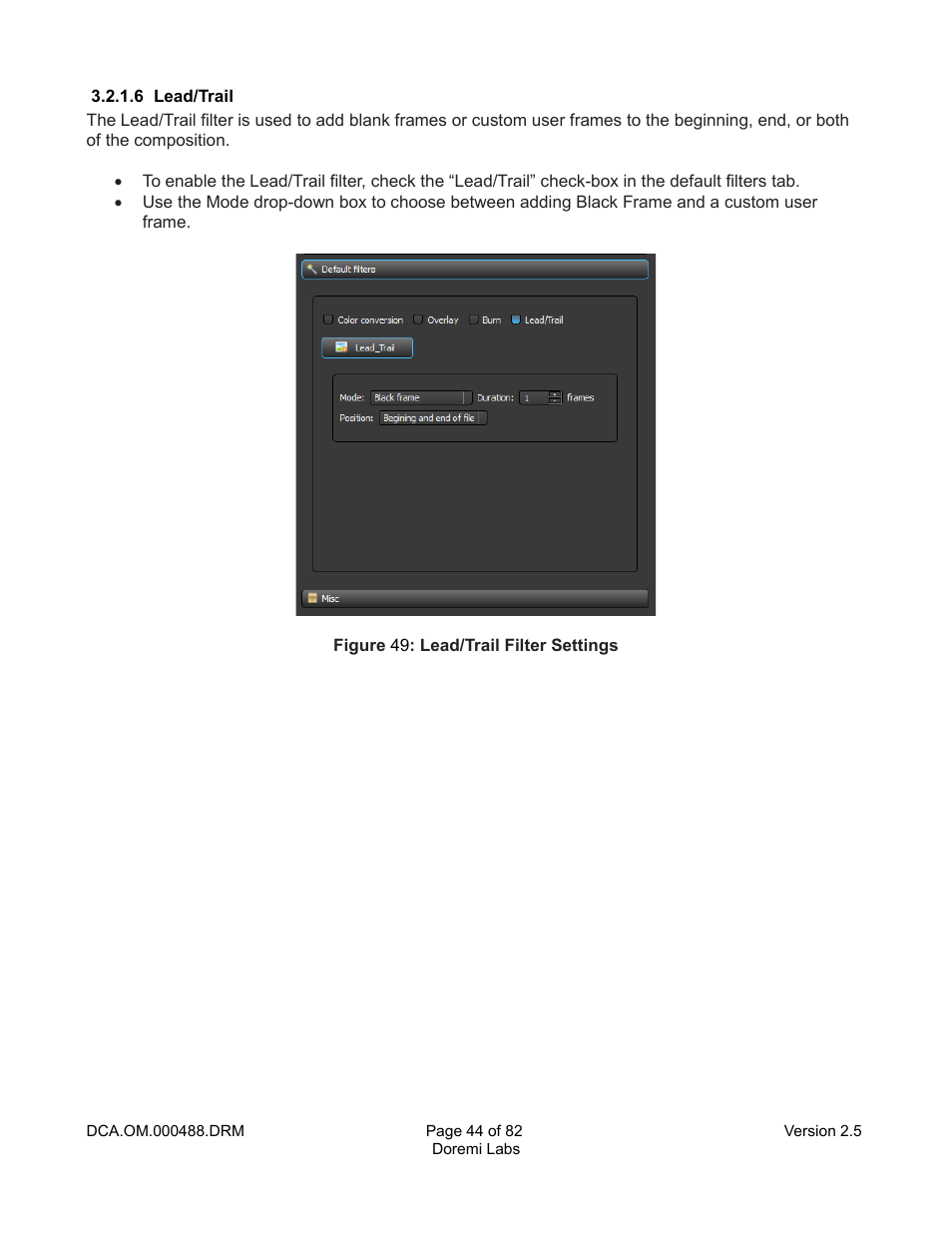 6 lead/trail | Doremi CineAsset User Manual | Page 44 / 82