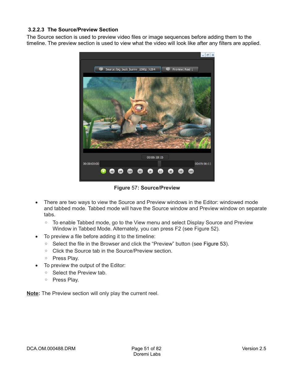 3 the source/preview section | Doremi CineAsset User Manual | Page 51 / 82