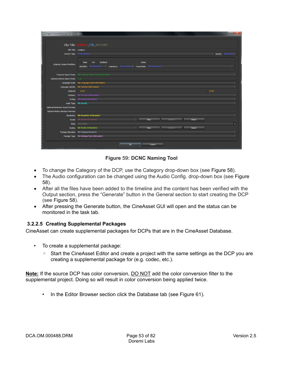 5 creating supplemental packages | Doremi CineAsset User Manual | Page 53 / 82