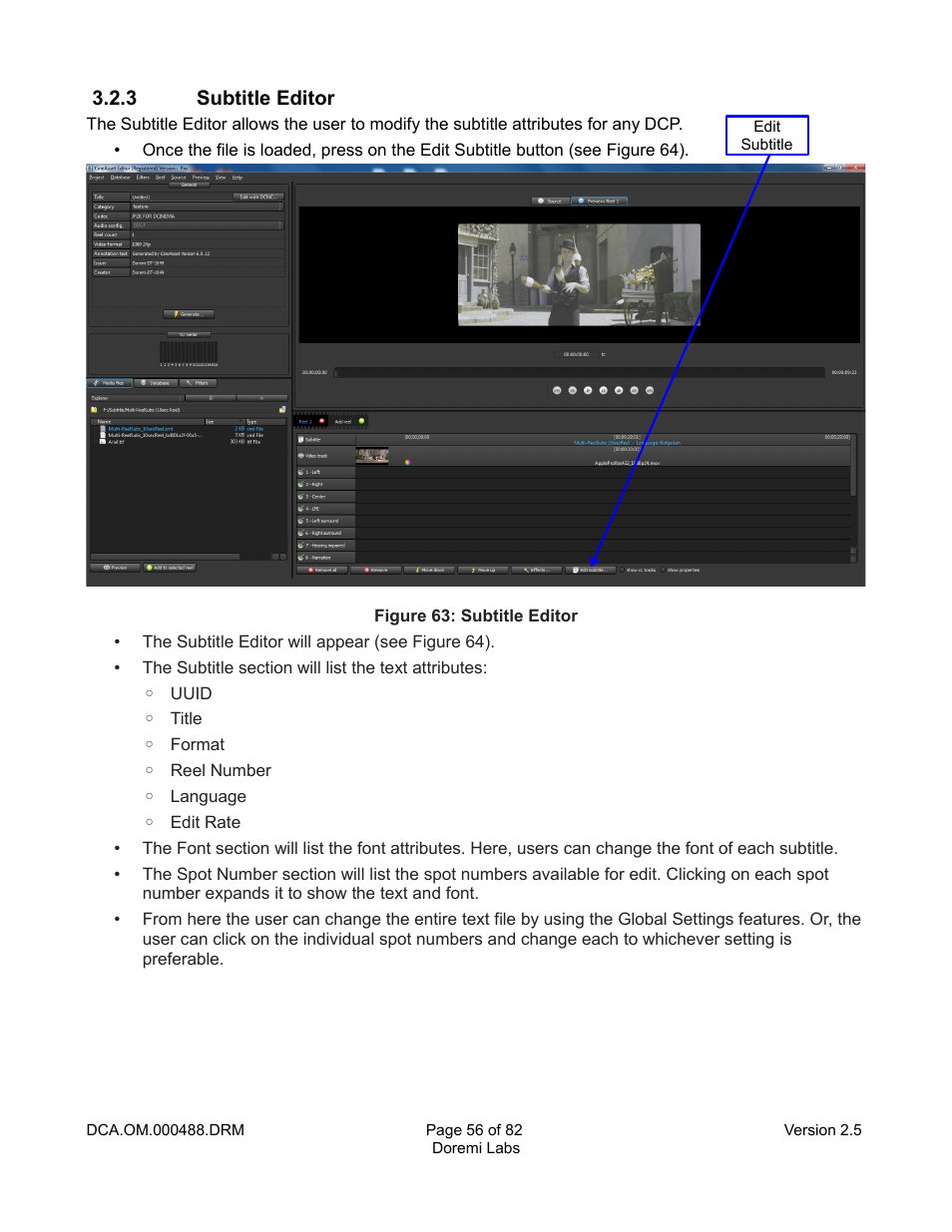 3 subtitle editor | Doremi CineAsset User Manual | Page 56 / 82