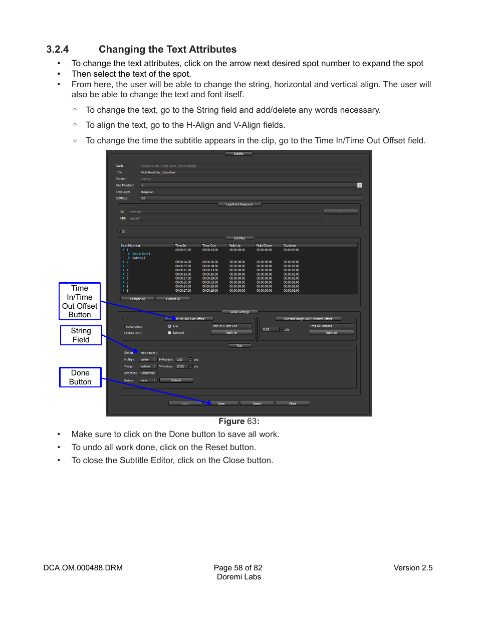 4 changing the text attributes | Doremi CineAsset User Manual | Page 58 / 82